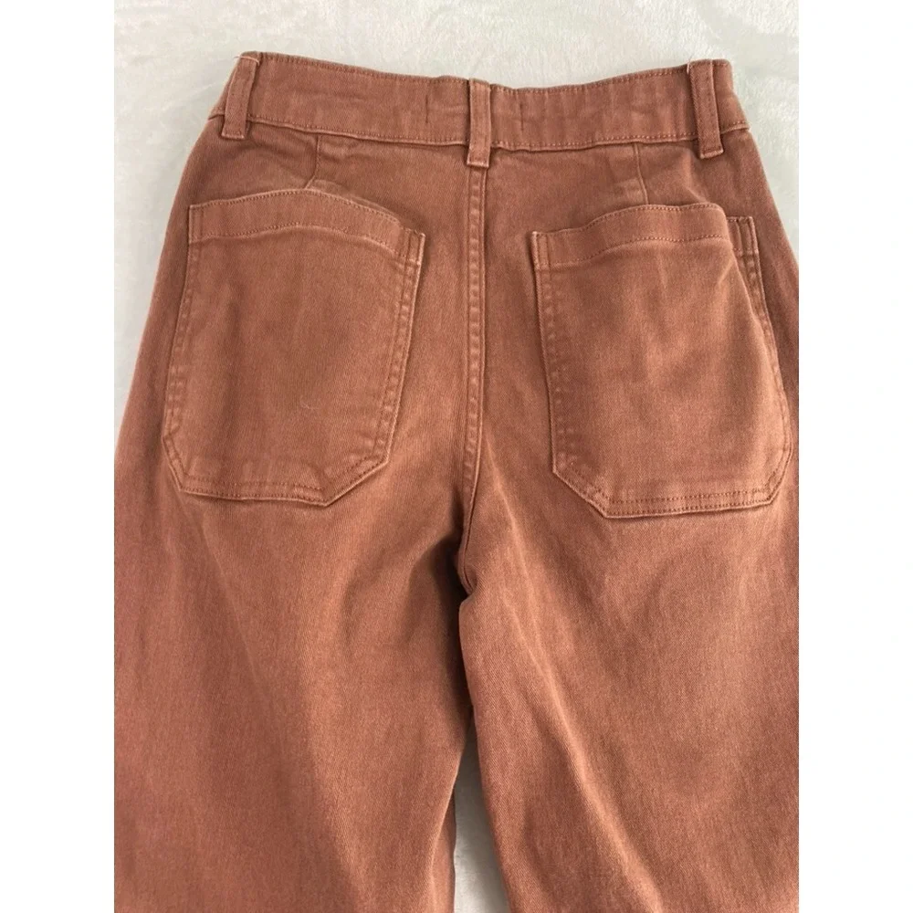 Everlane Utility Barrel Pant Women Sz 0 (25x26) Rosewood Brown Canvas